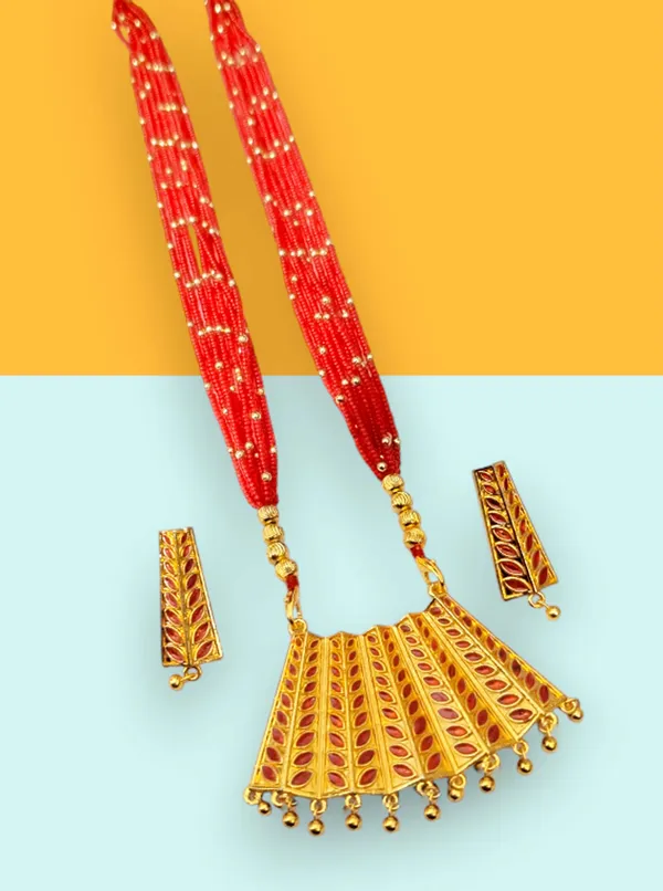Assamese_Traditional_Copper_Based_Red_Black_Dhansura_Jewellery_Set