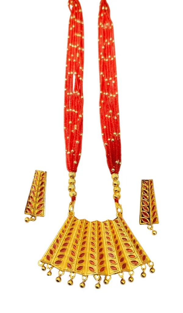 Assamese_Traditional_Copper_Based_Red_Black_Dhansura_Jewellery_Set