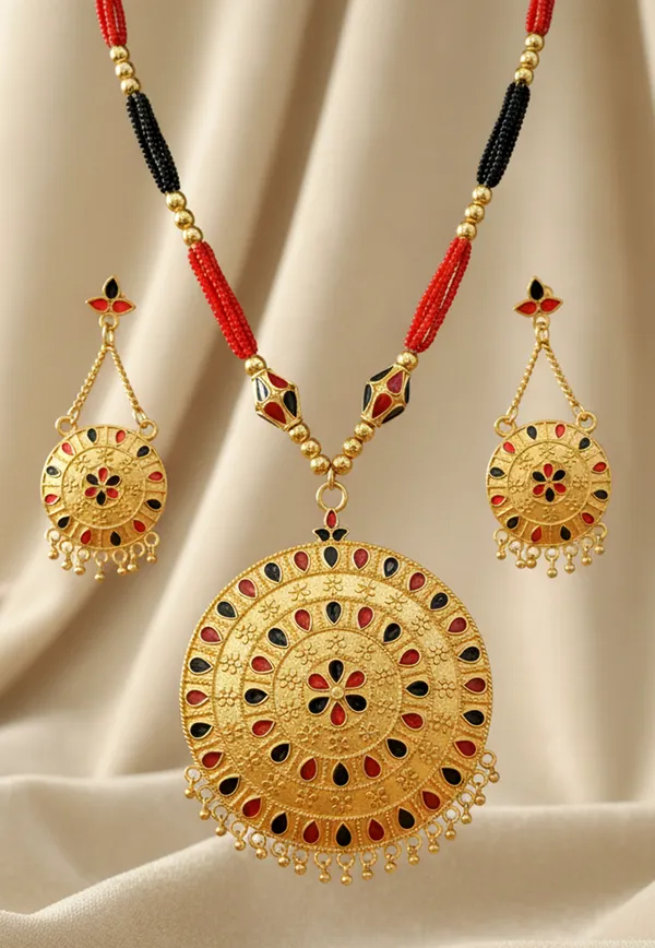 BG_GOLD_Assamese_Traditional_Copper_Based_Red_Black_Japi_Monimala_Tassel_Jewellery_set