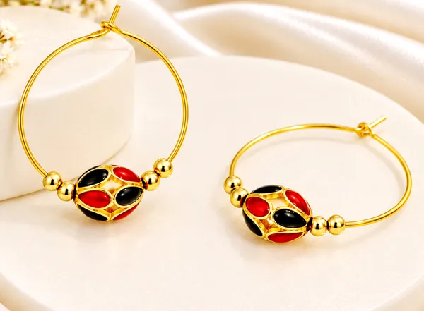 BG_GOLD_Assamese_Traditional_Copper_Based_Red_Black_Monimala_Hoop_Earring_Set