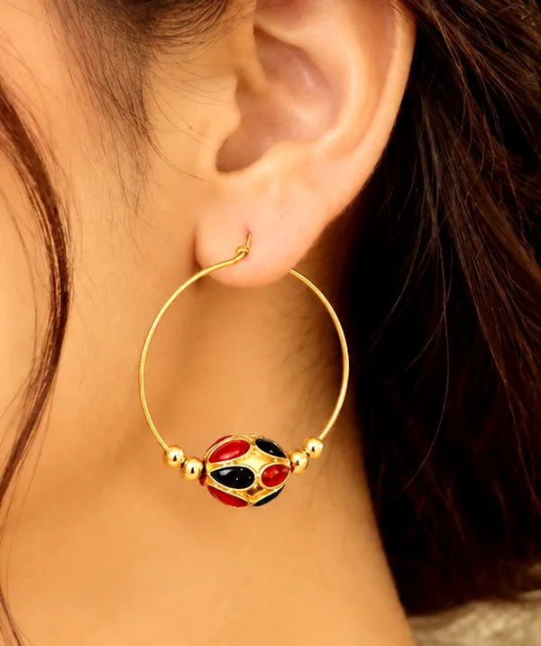 BG_GOLD_Assamese_Traditional_Copper_Based_Red_Black_Monimala_Hoop_Earring_Set