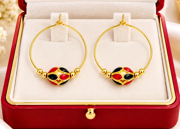 BG_GOLD_Assamese_Traditional_Copper_Based_Red_Black_Monimala_Hoop_Earring_Set