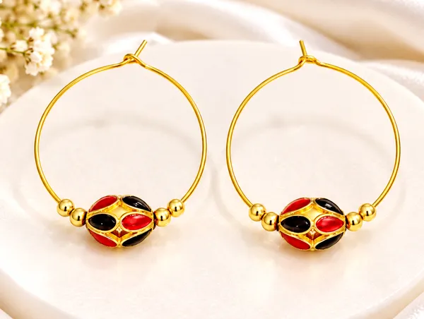 BG_GOLD_Assamese_Traditional_Copper_Based_Red_Black_Monimala_Hoop_Earring_Set