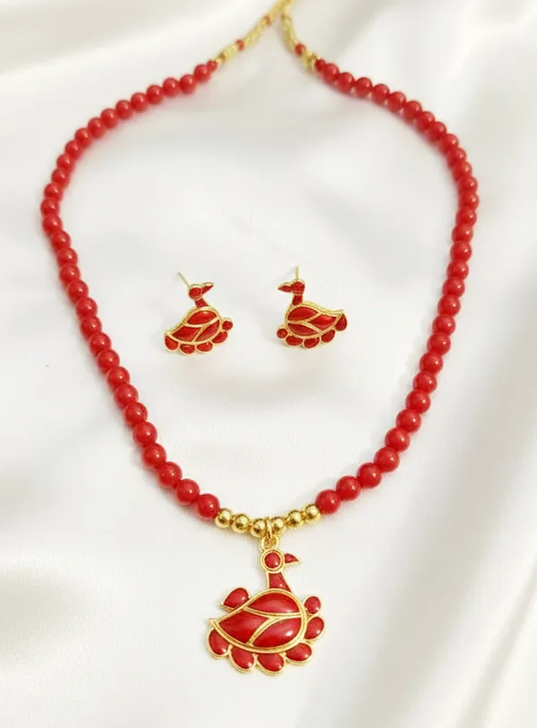 BG_GOLD_Assamese_Traditional_Copper_Based_Red_Duck_Moni_Tassel__Jewellery_Set