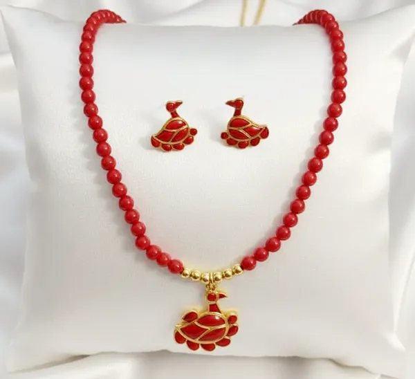 BG_GOLD_Assamese_Traditional_Copper_Based_Red_Duck_Moni_Tassel__Jewellery_Set