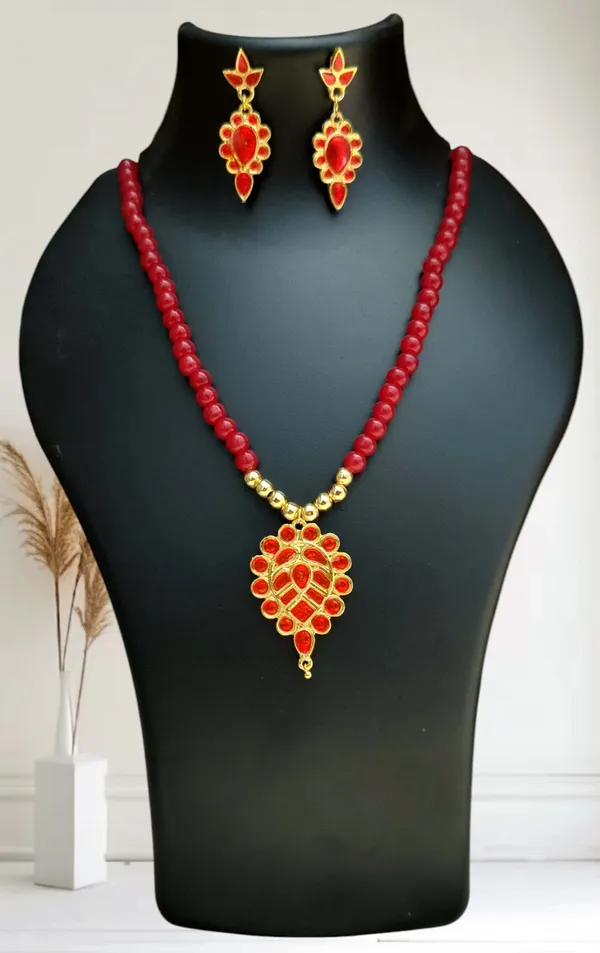 Assamese_Traditional_Copper_Based_Red_Dugdugi_Moni_Tassel_Jewellery_Set