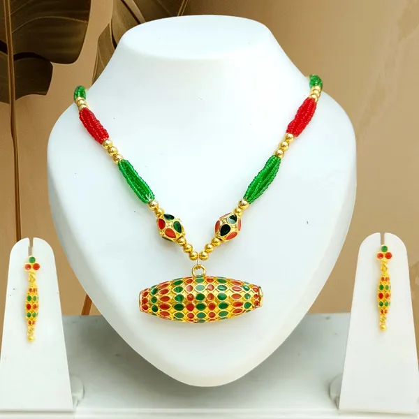 Assamese_Traditional_Copper_Based_Red_Green_Dholbiri_Monimala_Jewellery_Set