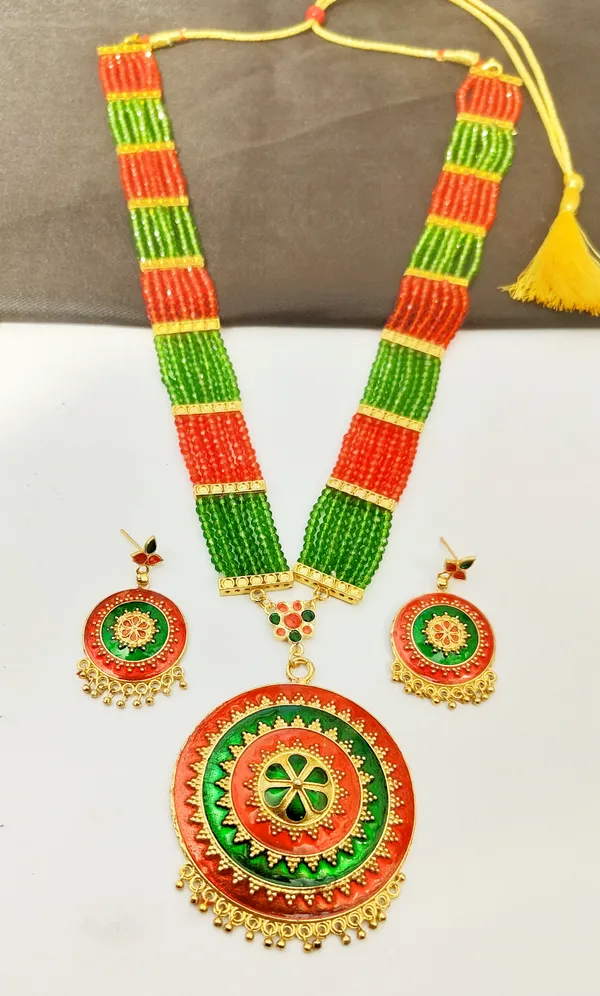 Assamese_Traditional_Copper_Based_Red_Green_Japi_Jewellery_Set