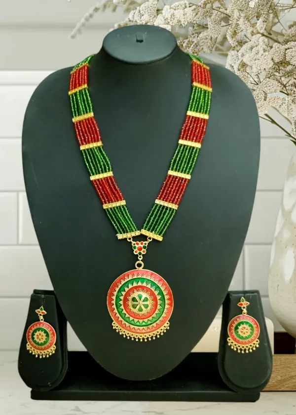Assamese_Traditional_Copper_Based_Red_Green_Japi_Jewellery_Set