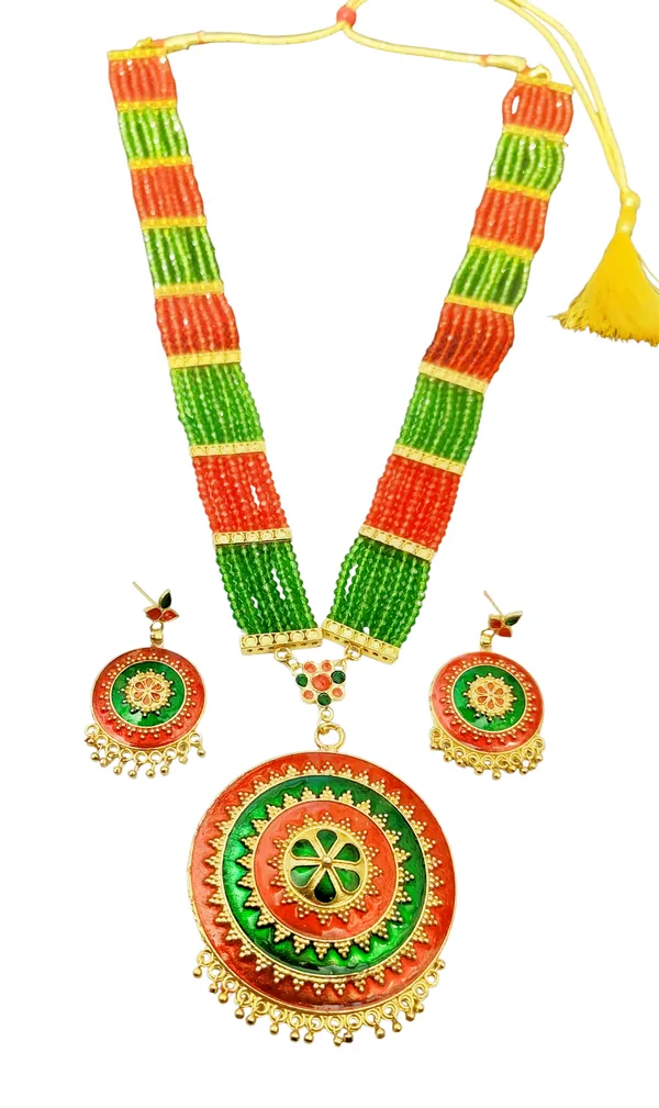Assamese_Traditional_Copper_Based_Red_Green_Japi_Jewellery_Set