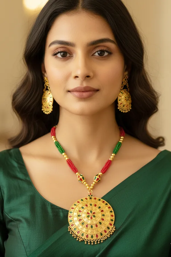 BG_GOLD_Assamese_Traditional_Copper_Based_Red_Green__Japi_Monimala_Tassel_Jewellery_set