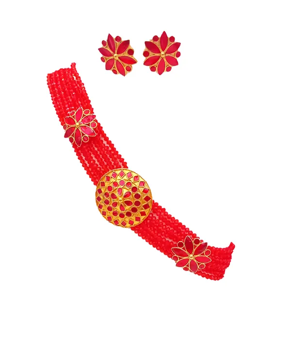 Assamese_Traditional_Copper_Based_Red_Japi_Combo_Jewellery_Set