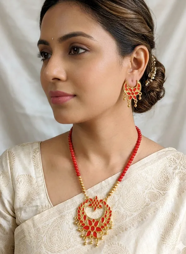 BG_GOLD_Assamese_Traditional_Copper_Based_Red_Jun_Moni_Tassel_Jewellery_Set