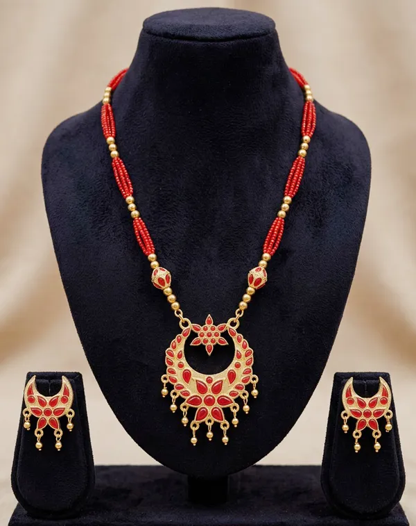 BG_GOLD_Assamese_Traditional_Copper_Based_Red_Jun_Monimala_Tassel_Jewellery_Set