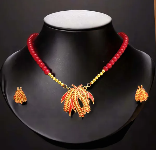 Assamese_Traditional_Copper_Based_Red_Kopou_Ful_Moni_Tassel_Jewellery_Set