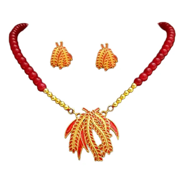 Assamese_Traditional_Copper_Based_Red_Kopou_Ful_Moni_Tassel_Jewellery_Set