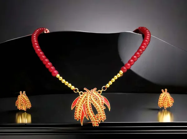 Assamese_Traditional_Copper_Based_Red_Kopou_Ful_Moni_Tassel_Jewellery_Set