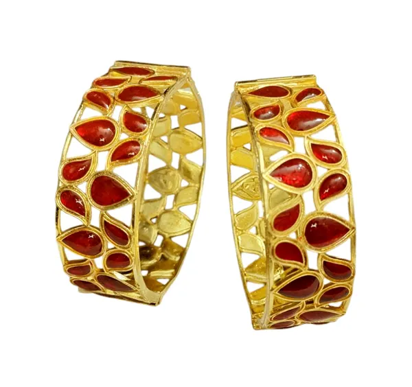 BG_GOLD_Assamese_Traditional_Copper_Based_Red_Meenakari_Bangle_SET