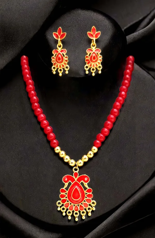 Assamese_Traditional_Copper_Based_Red_Meenakari_Jewellery_Set