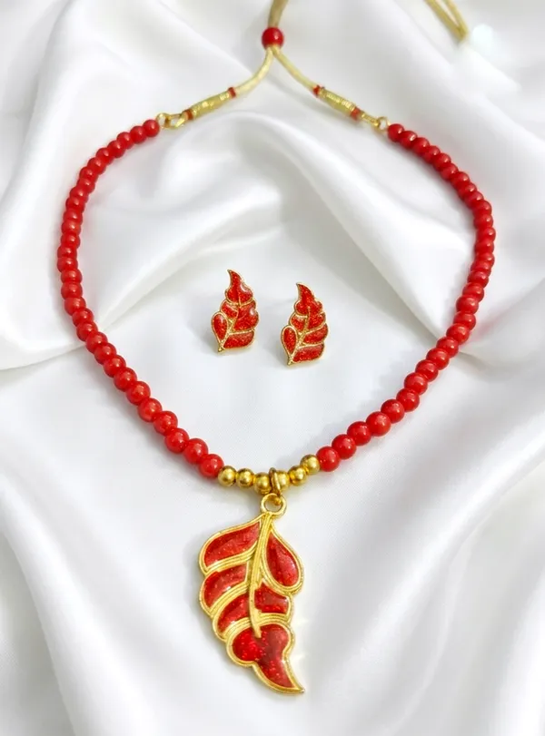 BG_GOLD_Assamese_Traditional_Copper_Based_Red_Patti_Moni_Tassel_Jewellery_Set