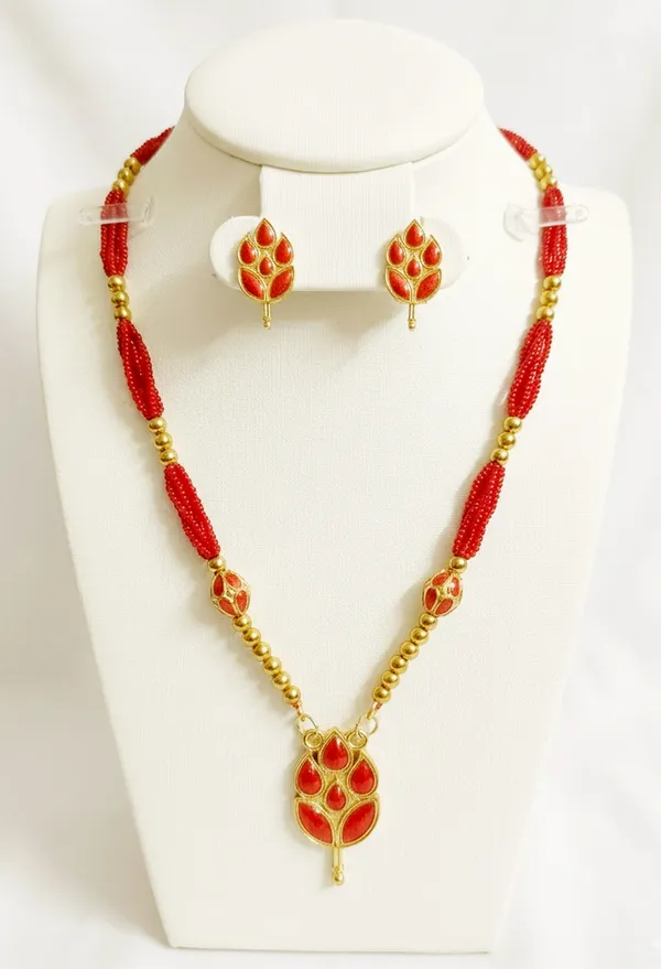 BG_GOLD_Assamese_Traditional_Copper_Based_Red_Patti_Monimala_Tassel__Jewellery_Set