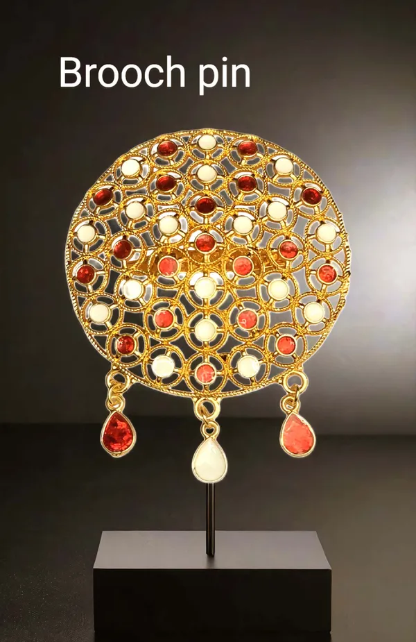 Assamese_Traditional_Copper_Based_Red_White_Brooch_Pin