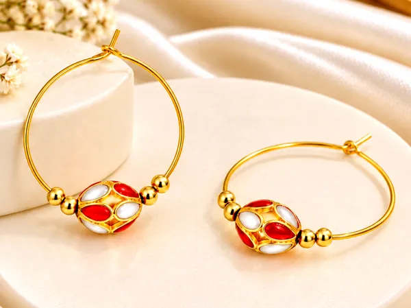 BG_GOLD_Assamese_Traditional_Copper_Based_Red_White_Monimala_Hoop_Earring_Set