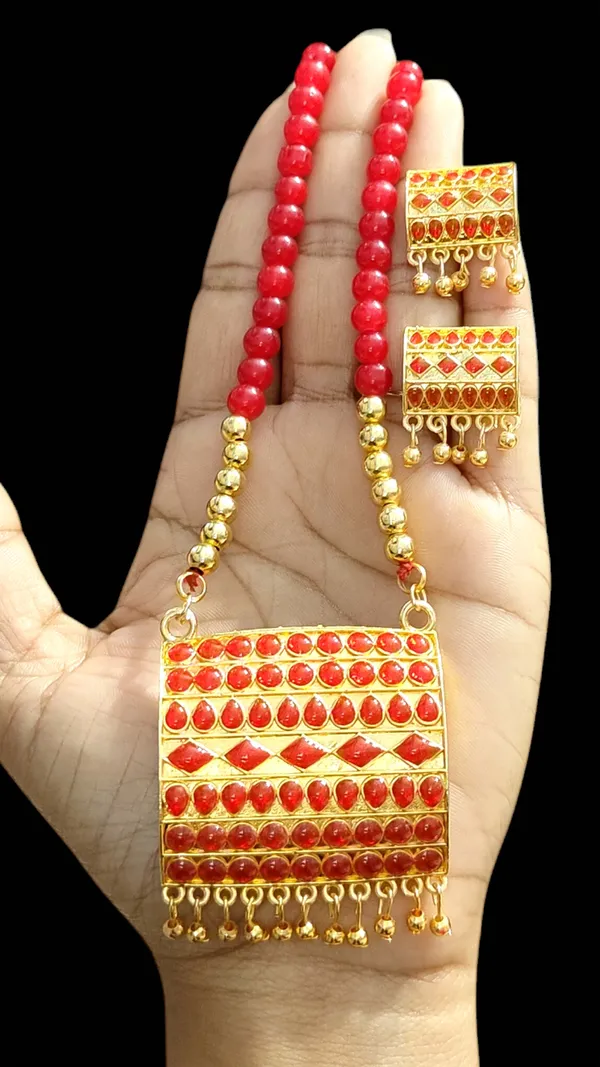 Assamese_Traditional_Copper_Based_Red_Biscuit_Design_Jewellery_Set