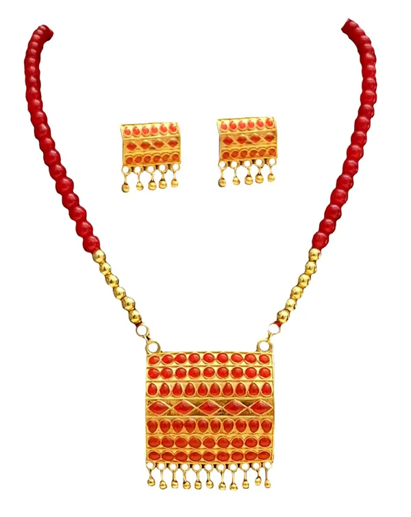 Assamese_Traditional_Copper_Based_Red_Biscuit_Design_Jewellery_Set