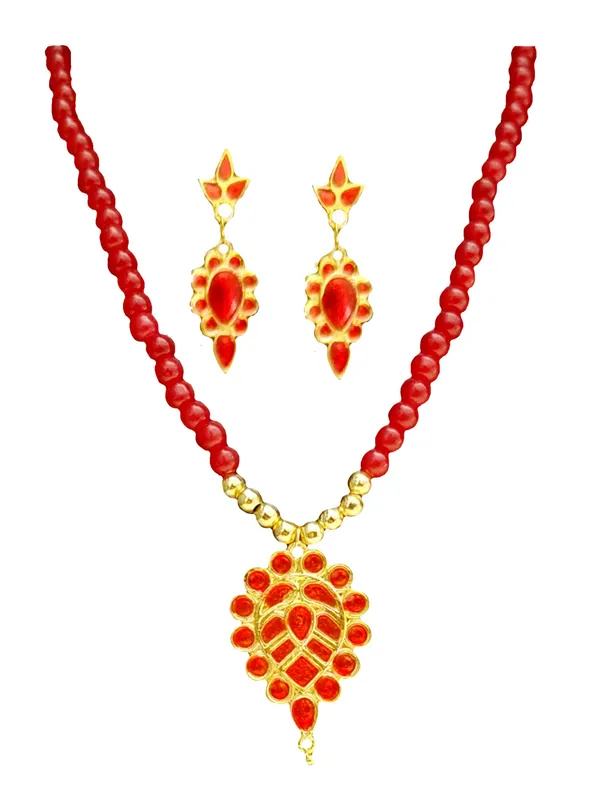 Assamese_Traditional_Copper_Based_Red_Dugdugi_Mini_Tassel_Combo_Jewellery_Set
