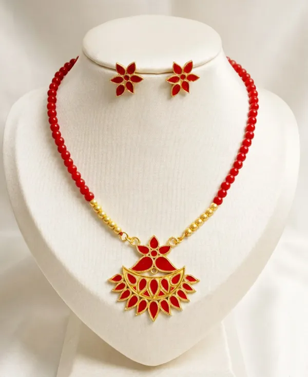 BG_GOLD_Assamese_Traditional_Copper_Based_Red__Flower_Set_With_Moni_Tassel_Jewellery_Set