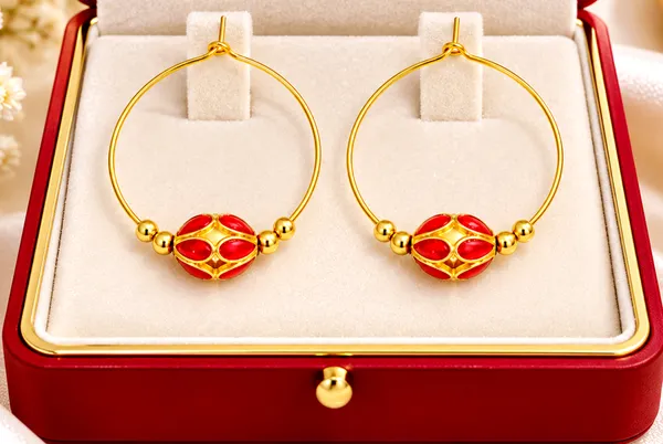 BG_GOLD_Assamese_Traditional_Copper_Based_Red__Monimala_Hoop_Earring_Set