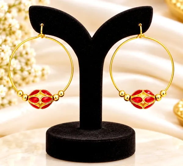 BG_GOLD_Assamese_Traditional_Copper_Based_Red__Monimala_Hoop_Earring_Set