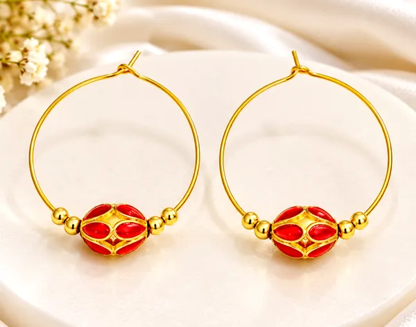 BG_GOLD_Assamese_Traditional_Copper_Based_Red__Monimala_Hoop_Earring_Set