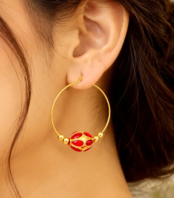 BG_GOLD_Assamese_Traditional_Copper_Based_Red__Monimala_Hoop_Earring_Set