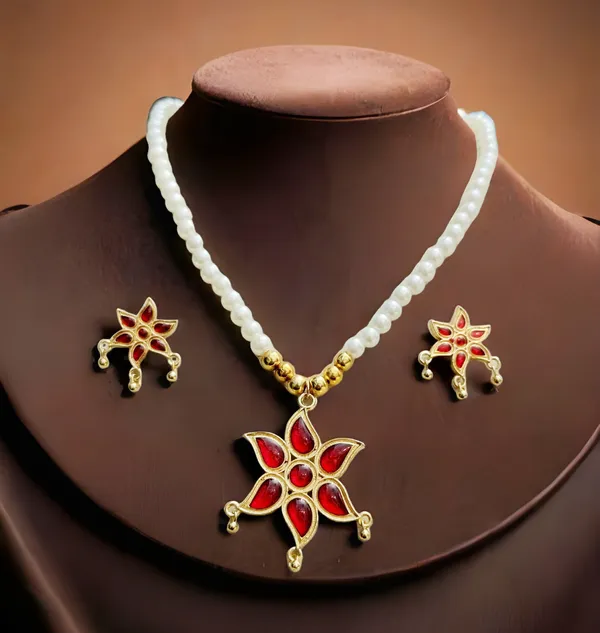 Assamese_Traditional_Copper_Based_Star_With_White_Moti_Jewellery_Set