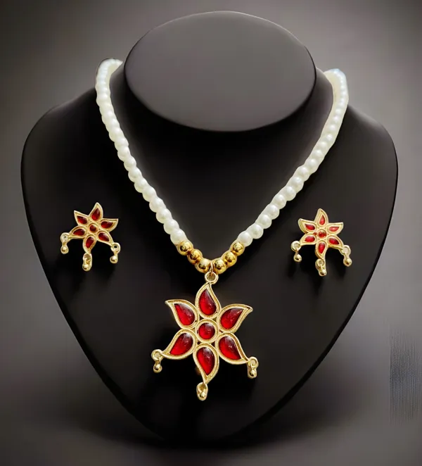 Assamese_Traditional_Copper_Based_Star_With_White_Moti_Jewellery_Set