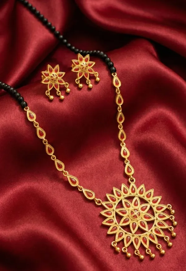 BG_GOLD_Assamese_Traditional_Copper_Based_Sunflower_Black_Moni_Jewellery_Set