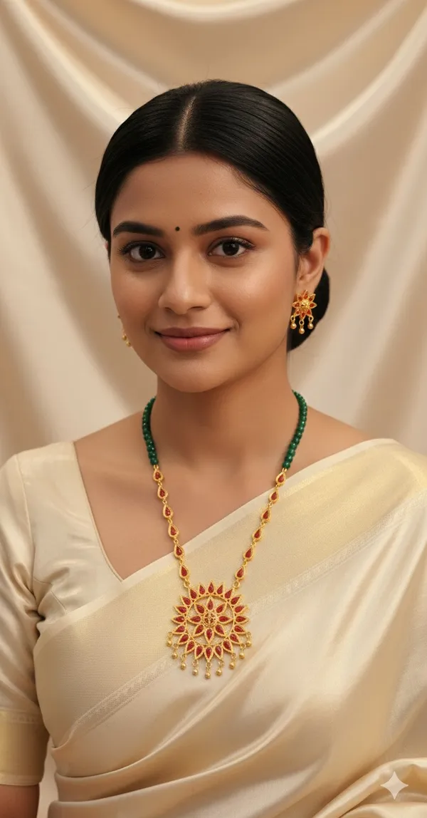 BG_GOLD_Assamese_Traditional_Copper_Based_Sunflower_Green_Moni_Jewellery_Set