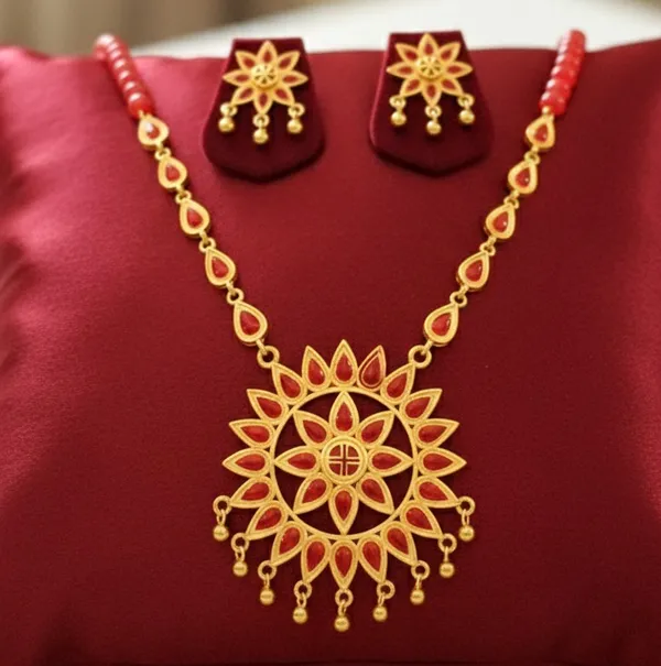 BG_GOLD_Assamese_Traditional_Copper_Based_Sunflower_Red_Moni_Jewellery_Set