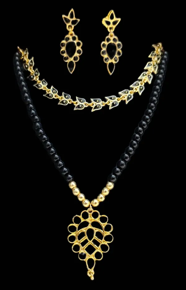 Assamese_Traditional_Copper_Based_Black_Dugdugi_Mini_Tassel_Combo_Jewellery_Set