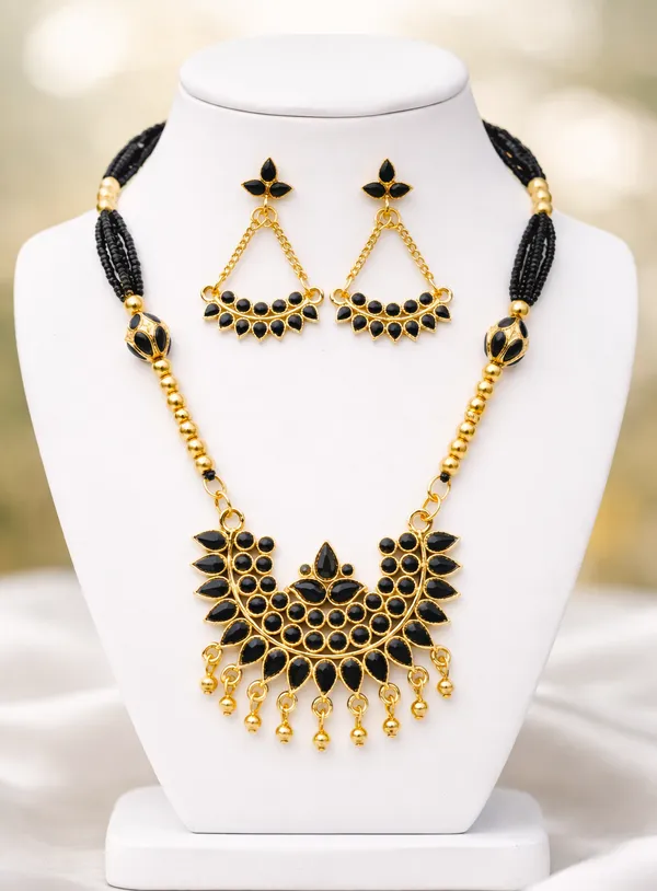 BG_GOLD_Assamese_Traditional_Copper_Based__Black_Junbiri_Monimala_Tassel_Jewellery
