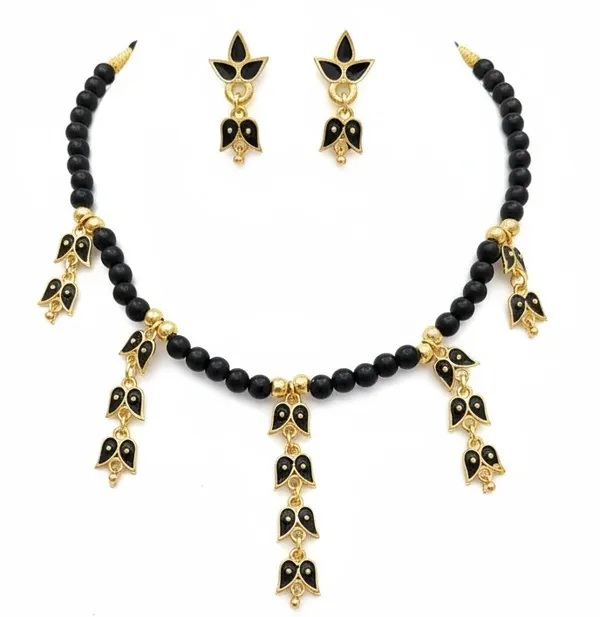 Assamese_Traditional_Copper_Based_Black_Leaf_Design_Golpata_Jewellery_Set