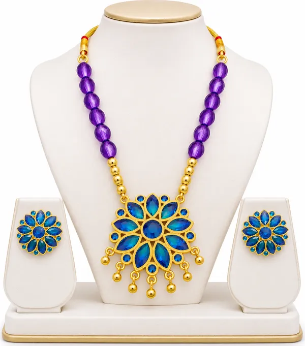 BG_GOLD_Assamese_Traditional_Copper_Based__Blue_Ful_Blue_Ball_Jewellery_Set