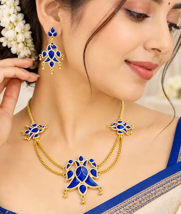 BG_GOLD_Assamese_Traditional_Copper_Based__Blue_Henpata__chain_Jewellery_Set