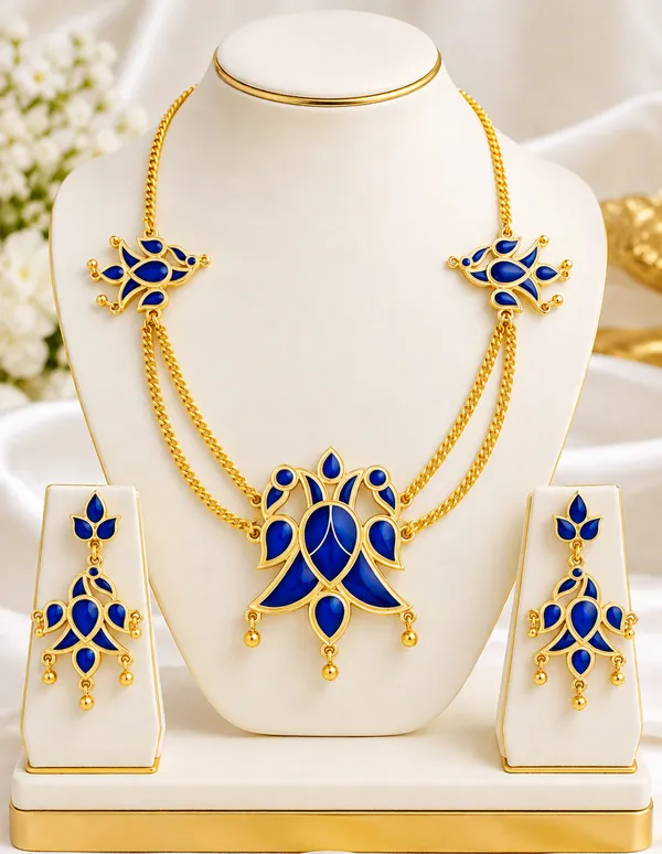 BG_GOLD_Assamese_Traditional_Copper_Based__Blue_Henpata__chain_Jewellery_Set