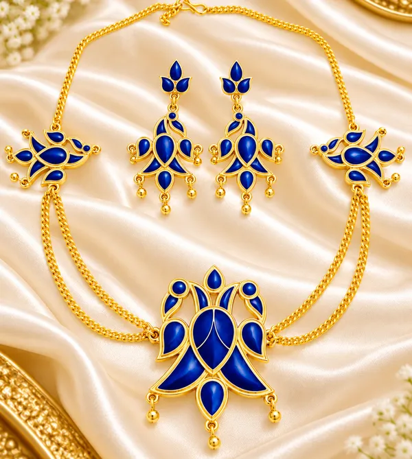 BG_GOLD_Assamese_Traditional_Copper_Based__Blue_Henpata__chain_Jewellery_Set