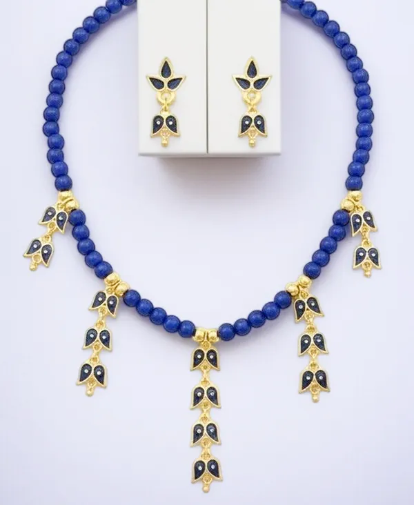 Assamese_Traditional_Copper_Based_Blue_Leaf_Design_Golpata_Jewellery_Set