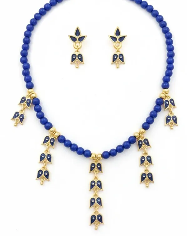 Assamese_Traditional_Copper_Based_Blue_Leaf_Design_Golpata_Jewellery_Set