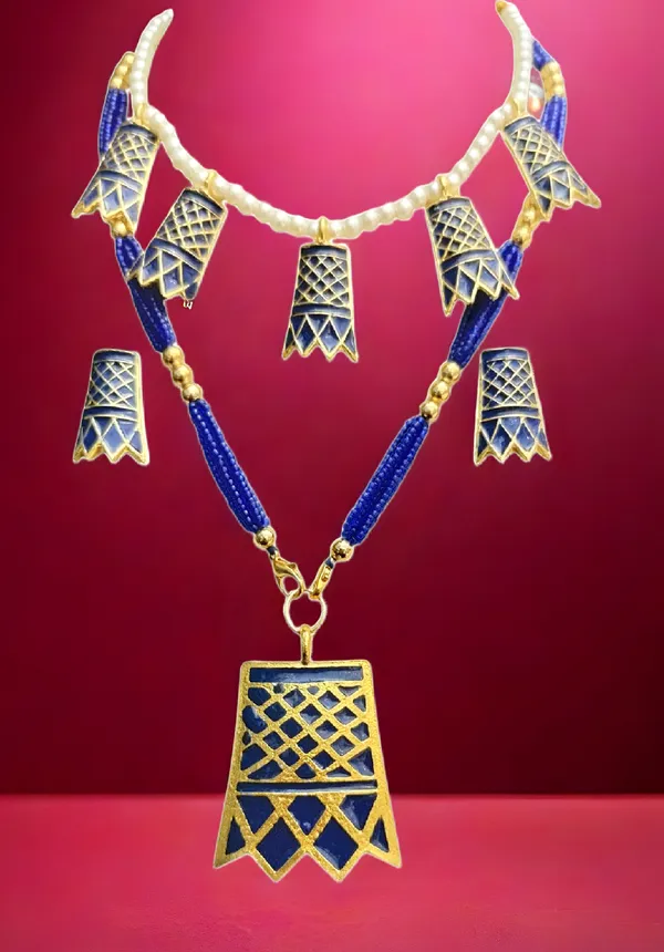 Assamese_Traditional_Copper_Based_Blue_Meenakari_Thuriya_Combo_Set